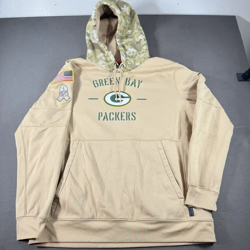 Green Bay Packers Salute to Service Hoodie Mens XL Camo Nike Dri-Fit Sweatshirt